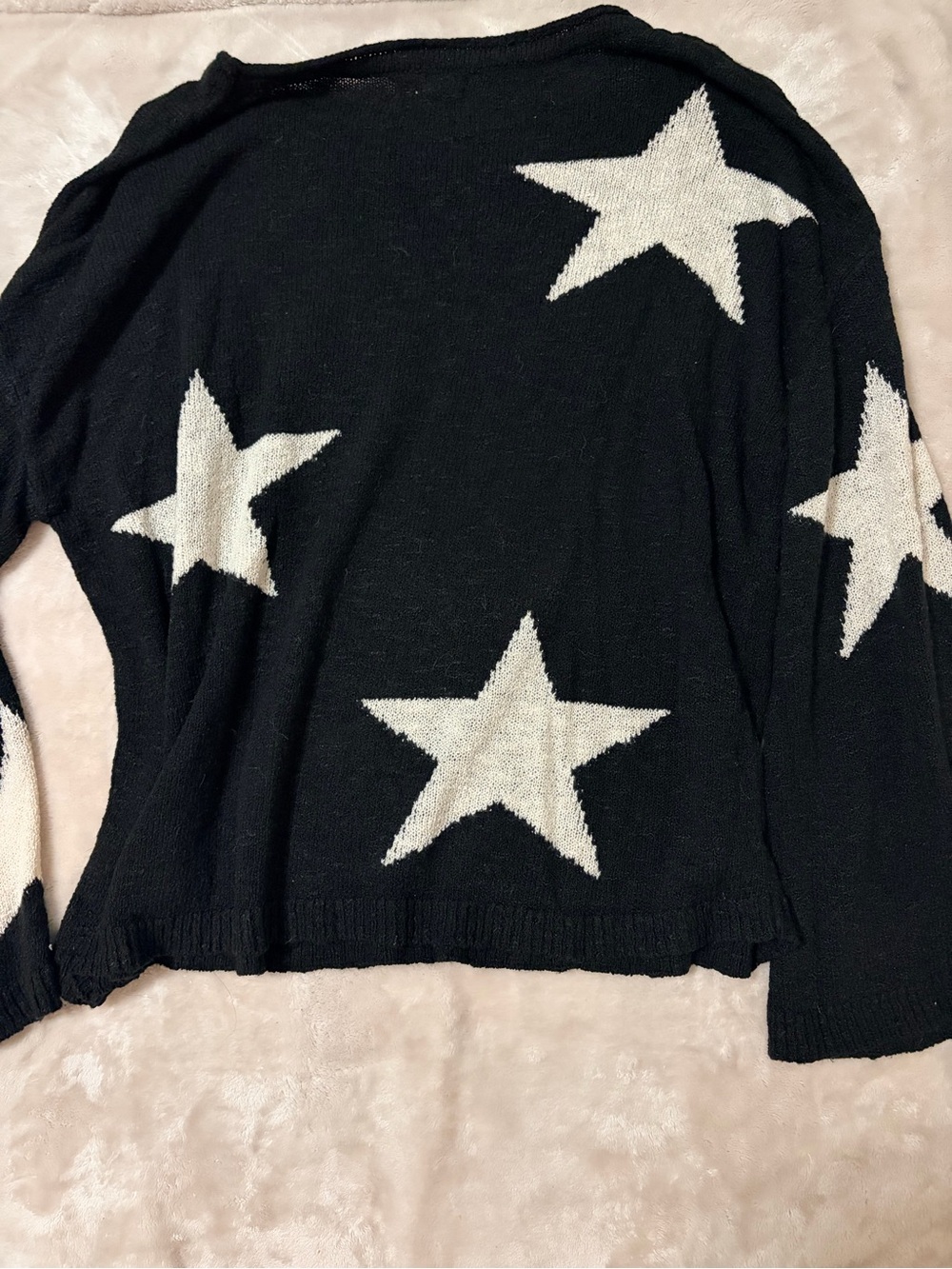 Altar'd State Black Crewneck Sweater with White Star Pattern